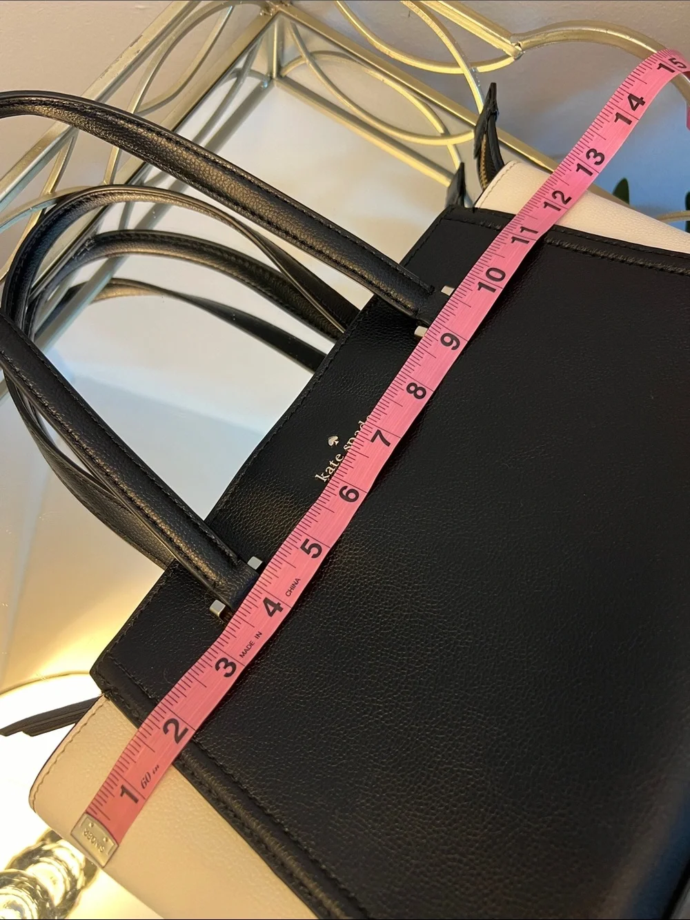 Kate Spade Black/White Geraldine Satchel Handbag With Adjustable Crossbody Strap